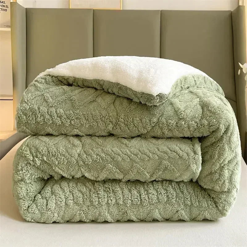 Novo super grosso inverno cobertor quente para cama cordeiro artificial cashmere cobertores pesados macio confortável aconchego edredom
