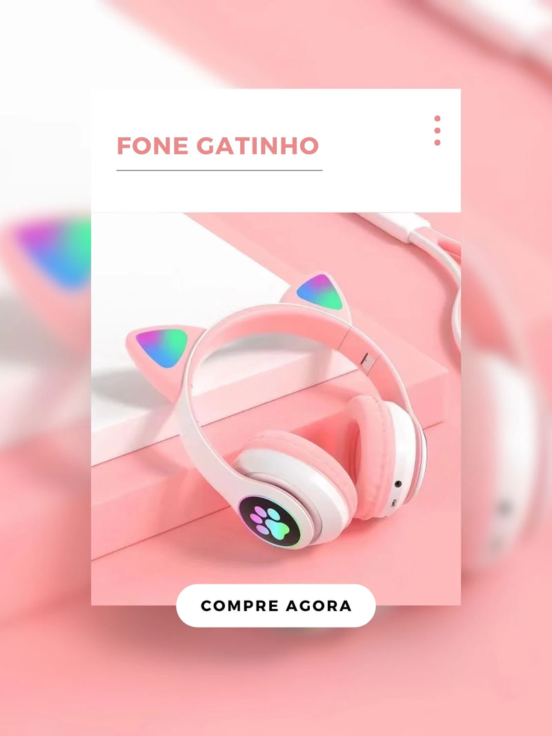 Fone De Ouvido Orelha Gatinho RGB Headphone Confortável Portátil Dobravel Diversas Cores Fone de ouvido RGB